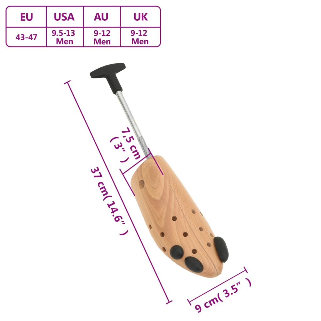 vidaXL Napinjač za cipele EU 43-47 od masivne bukovine