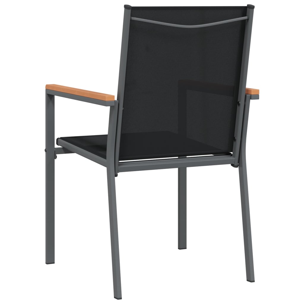 vidaXL Vrtne stolice 4 kom crne 55 x 61,5 x 90 cm tekstilen i čelik