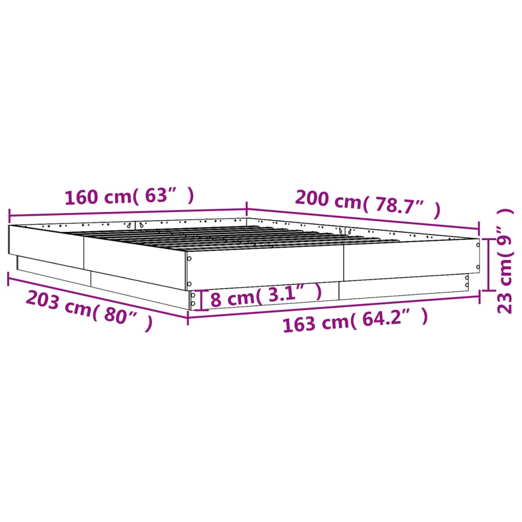 vidaXL Okvir kreveta smeđa boja hrasta 160 x 200 cm konstruirano drvo