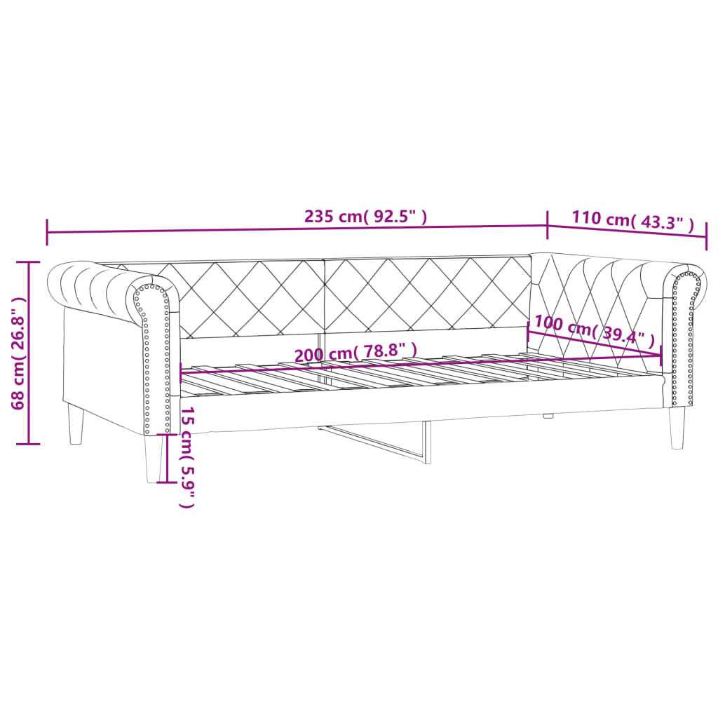 vidaXL Dnevni krevet krem 100 x 200 cm od umjetne kože