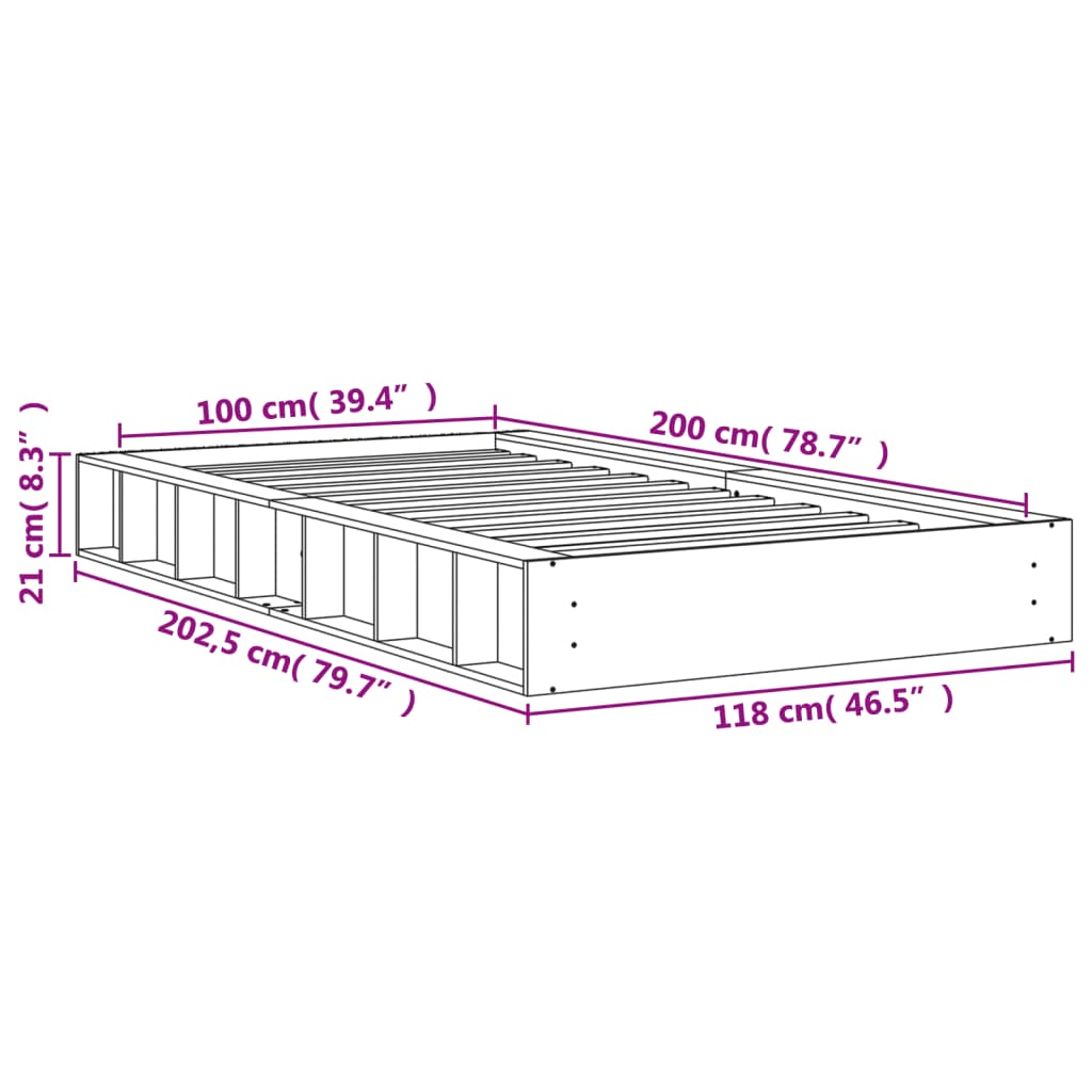 vidaXL Okvir kreveta bez madraca voštano smeđi 100x200 cm od borovine