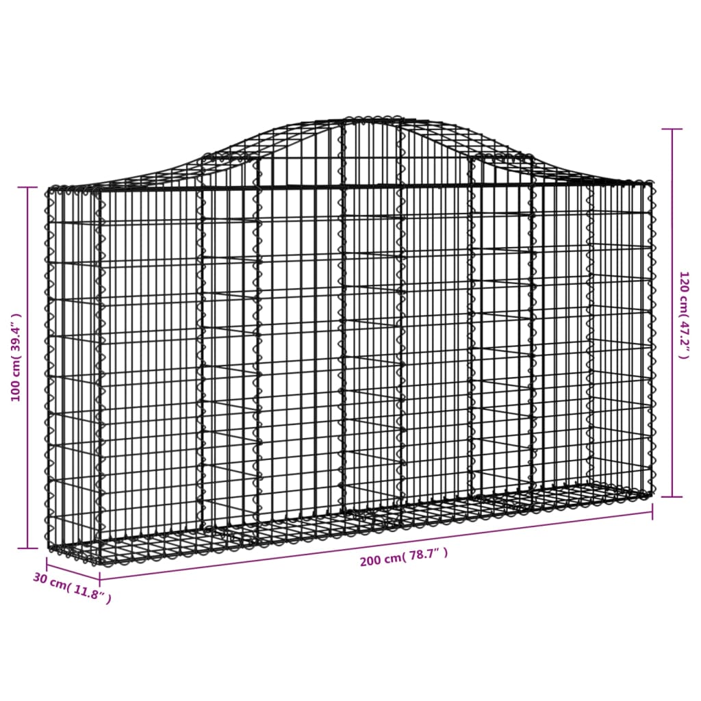 vidaXL Lučne gabionske košare 7 kom 200x30x100/120cm pocinčano željezo