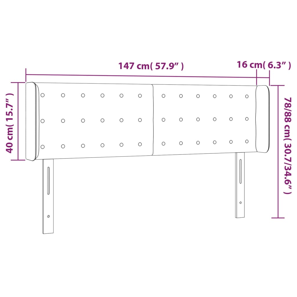 vidaXL LED uzglavlje krem 147x16x78/88 cm od umjetne kože