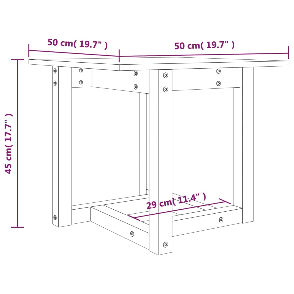 vidaXL Stolić za kavu sivi 50 x 50 x 45 cm od masivne borovine