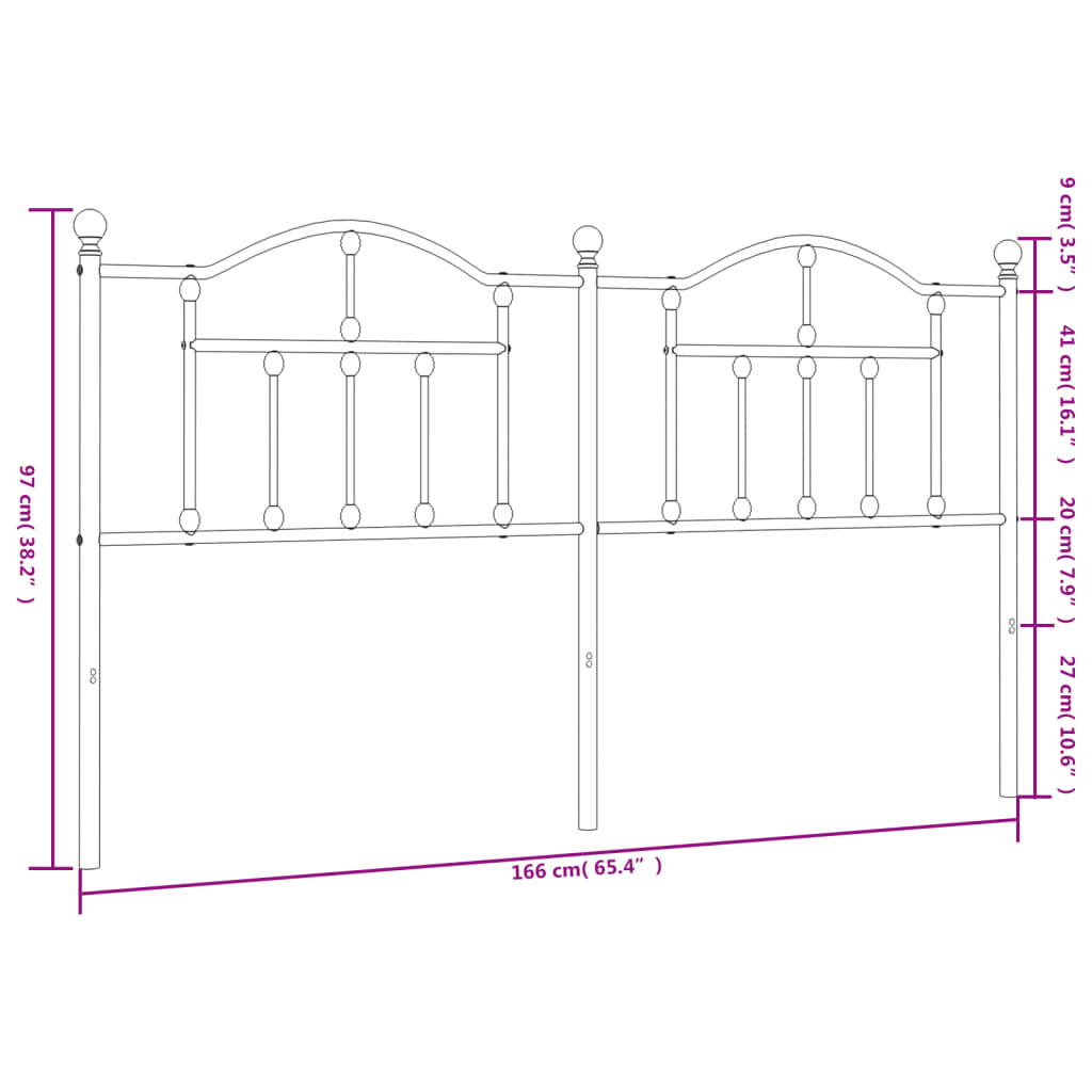 vidaXL Metalno uzglavlje bijelo 160 cm