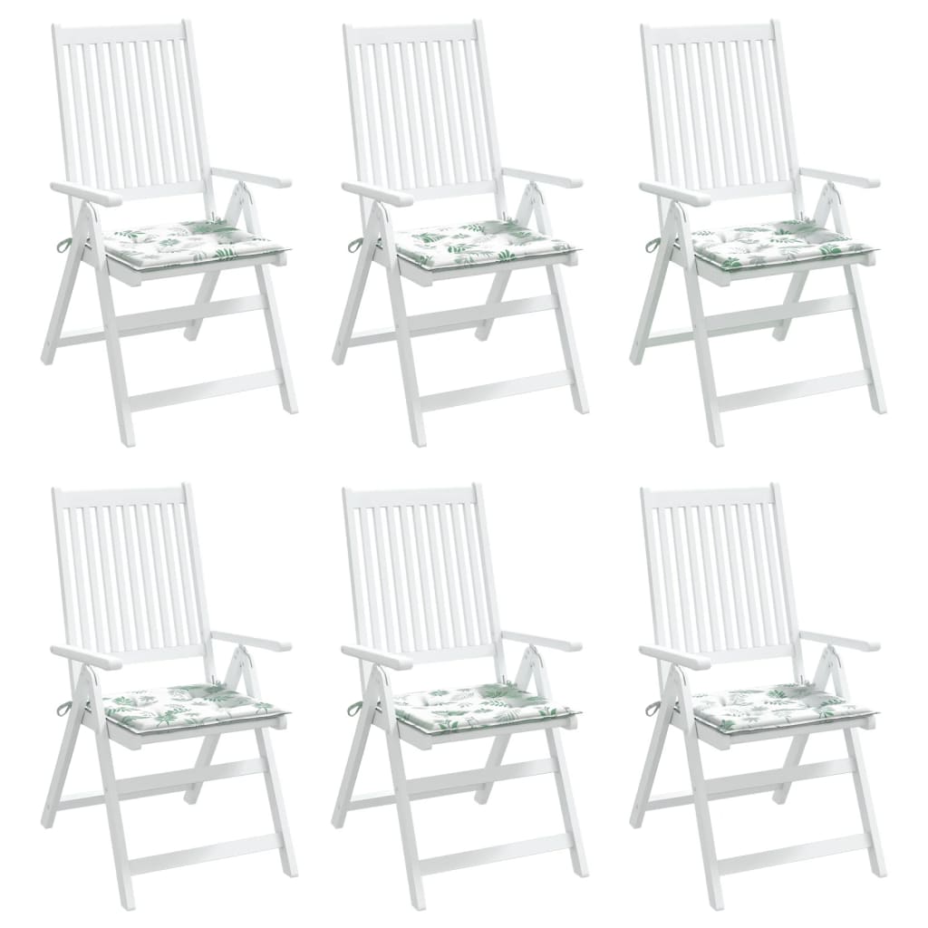 vidaXL Jastuci za stolice 6 kom s uzorkom lišća 40x40x3 cm od tkanine