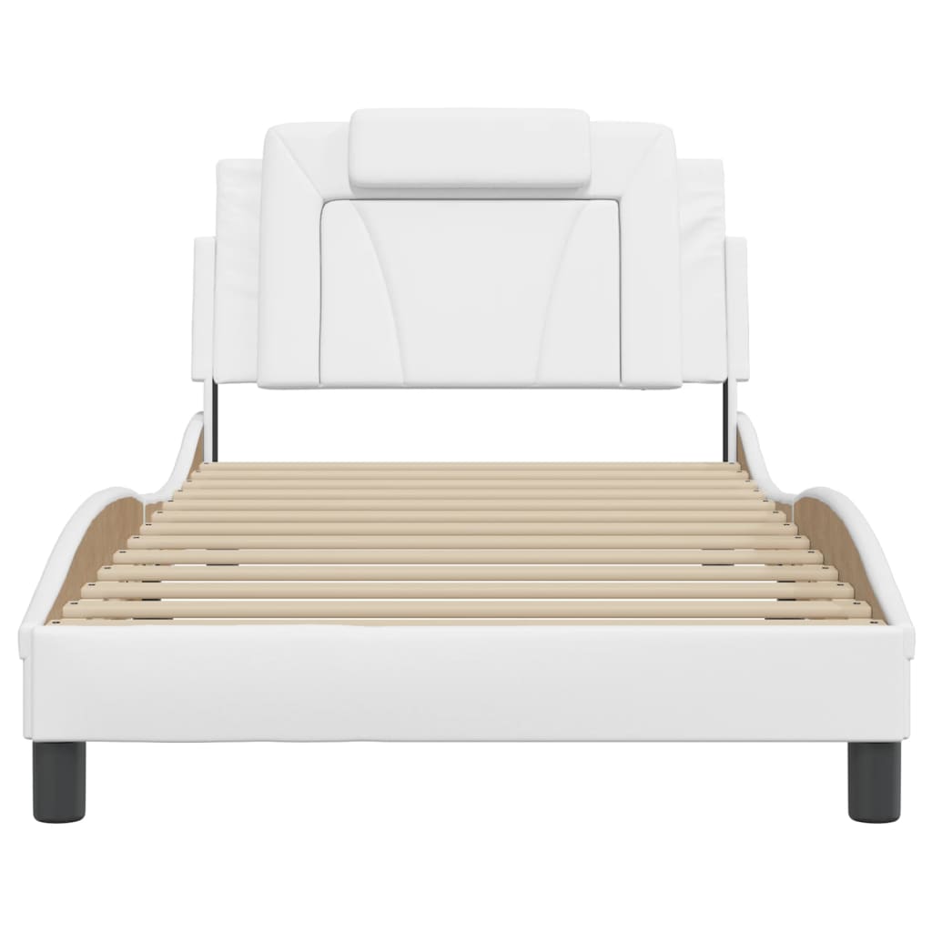 vidaXL Okvir za krevet s uzglavljem bijeli 100x200 cm od umjetne kože