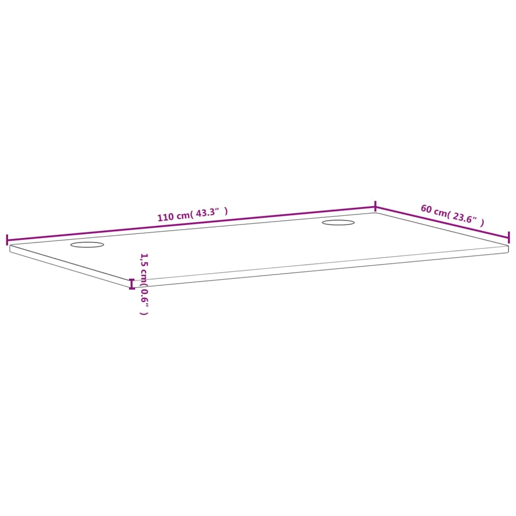 vidaXL Ploča za radni stol 110x60x1,5 cm od masivne bukovine