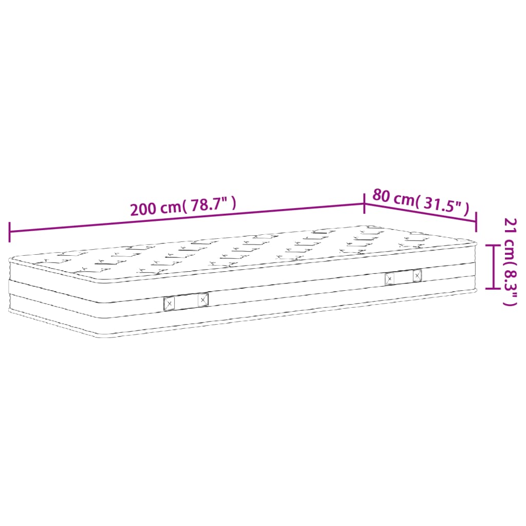 vidaXL Madrac s oprugama bonnell srednji 80x200 cm