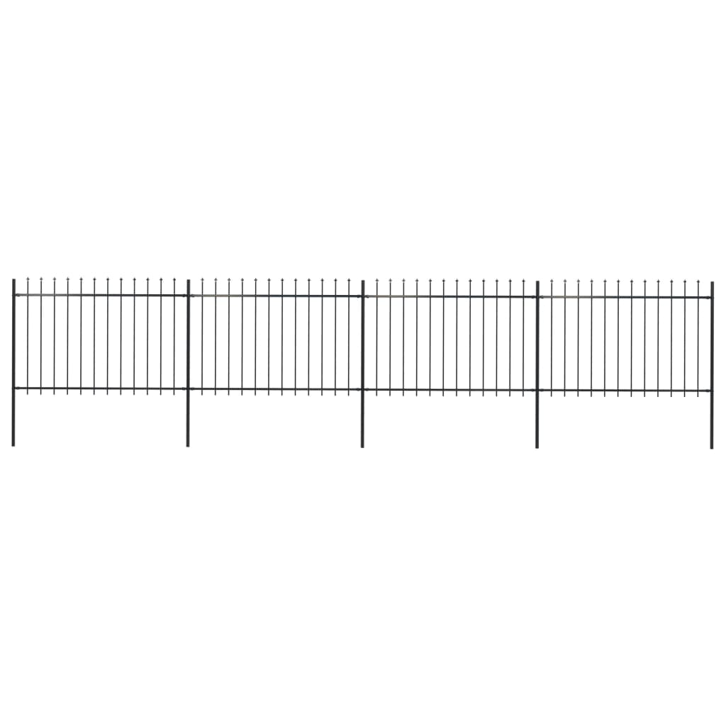 vidaXL Vrtna ograda s ukrasnim kopljima čelična 6,8 x 1,2 m crna