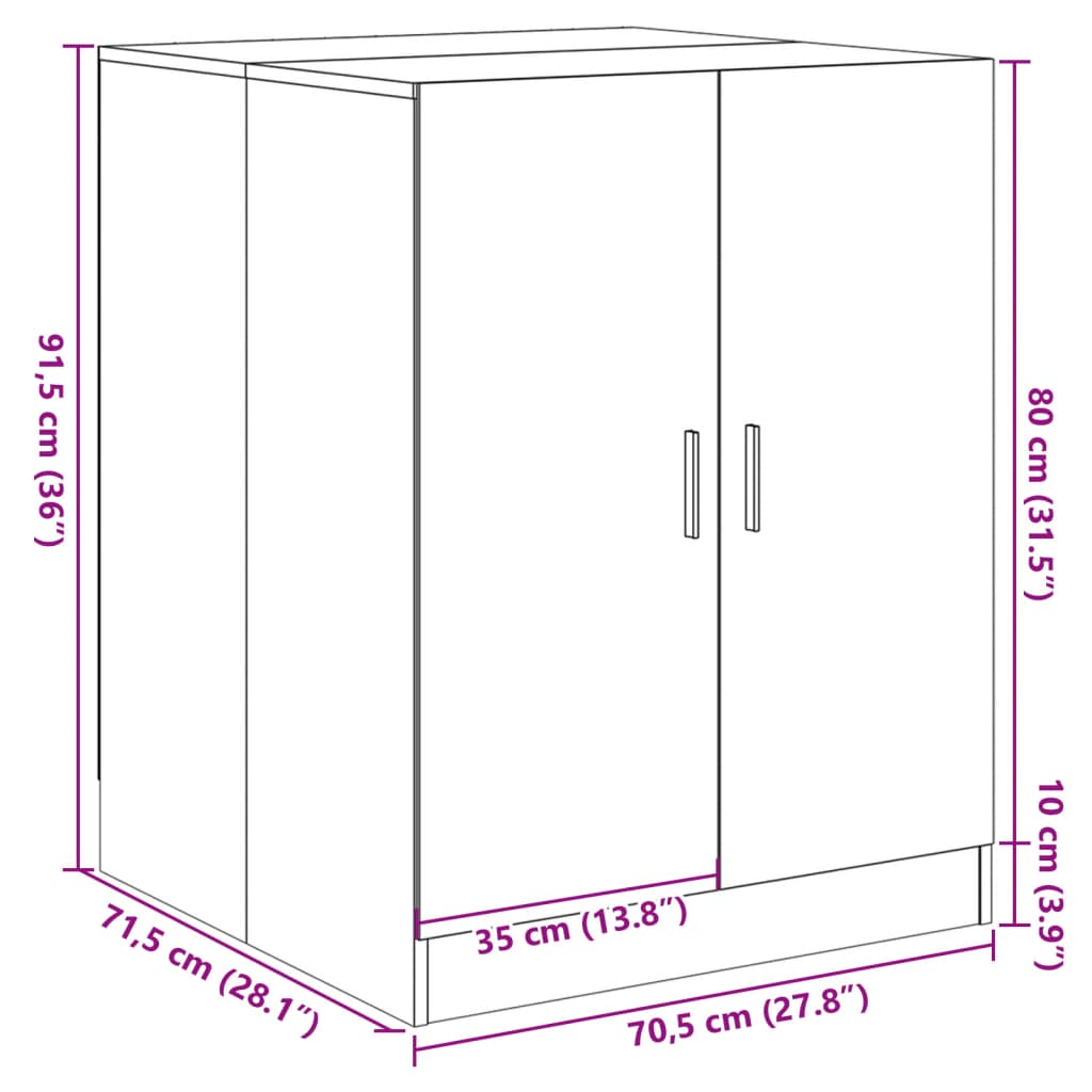 vidaXL Ormarić za perilicu rublja boja hrasta sonome 70,5x71,5x91,5 cm