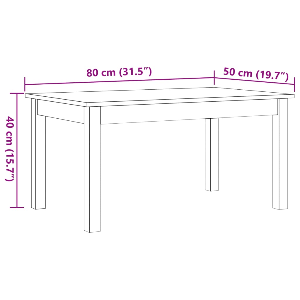 vidaXL Stolić za kavu voštano smeđi 80x50x40 cm od masivne borovine