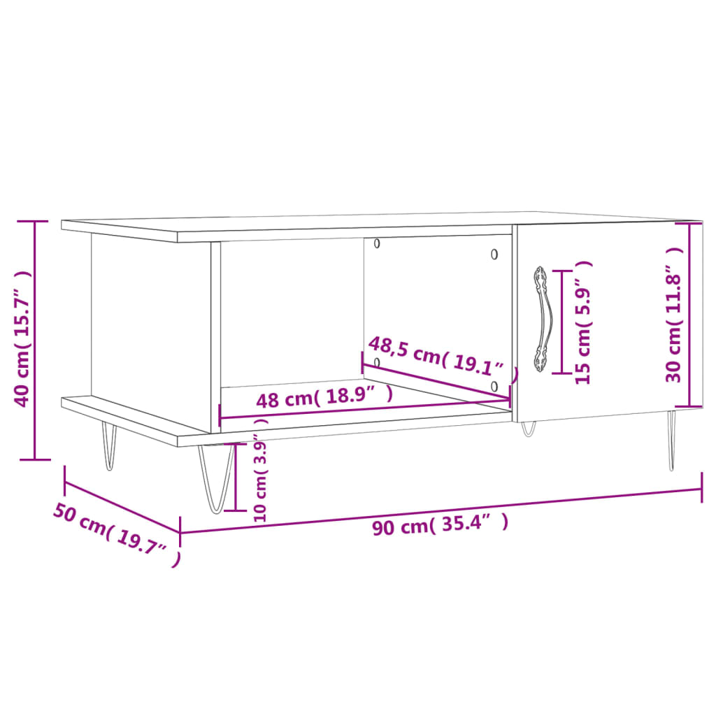 vidaXL Stolić za kavu Smeđa hrasta 90x50x40 cm konstruirano drvo