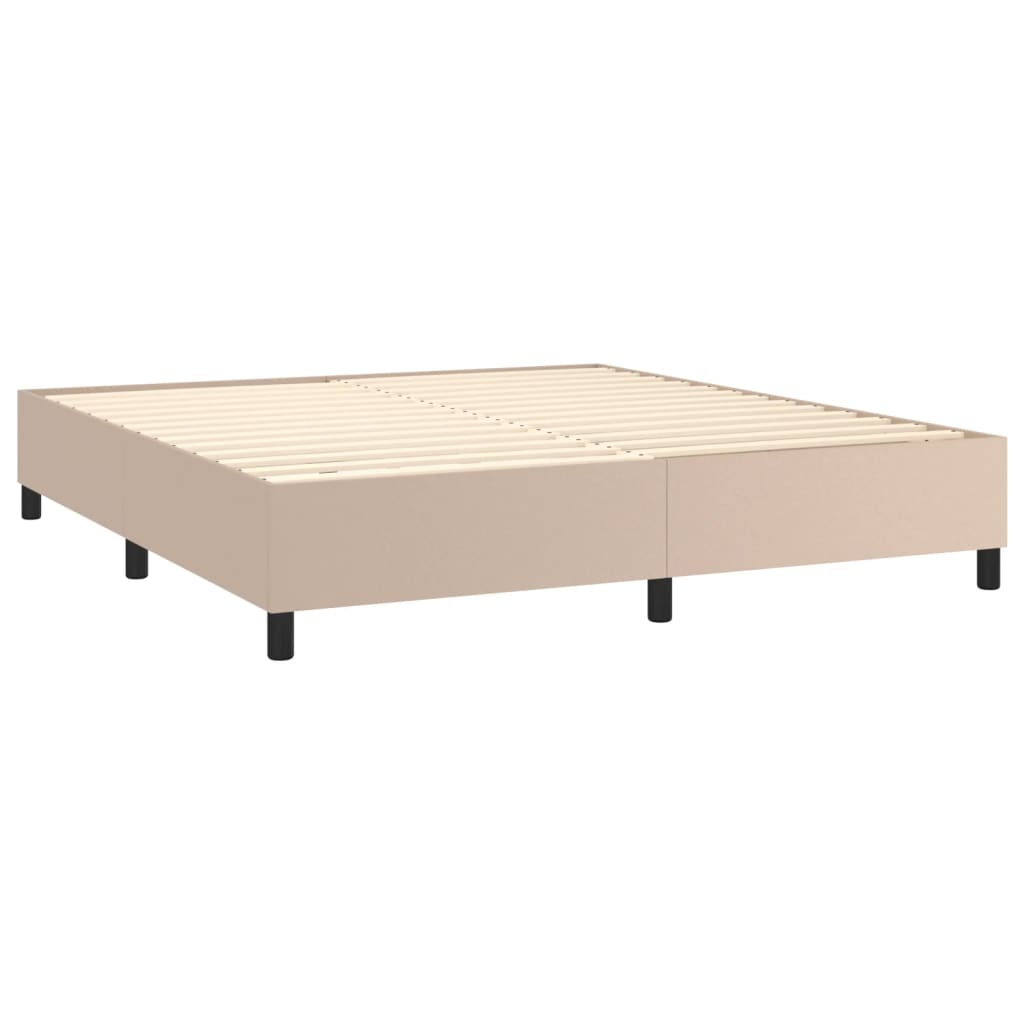 vidaXL Krevet box spring s madracem cappuccino 180x200 cm umjetna koža