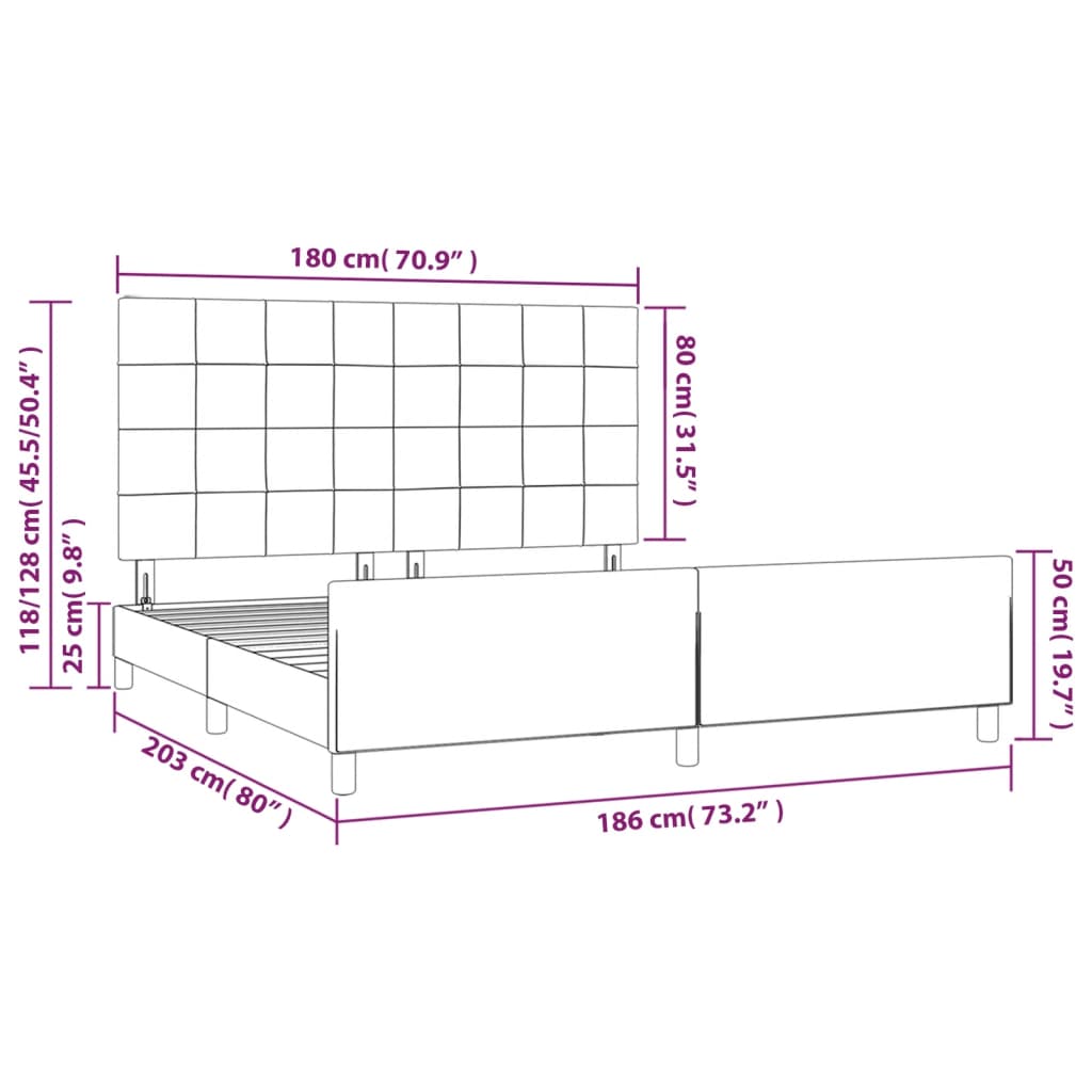 vidaXL Okvir za krevet s uzglavljem ružičasti 180x200 cm baršunasti