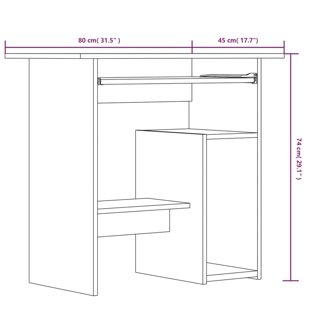 vidaXL Radni stol boja dimljenog hrasta 80x45x74 cm konstruirano drvo