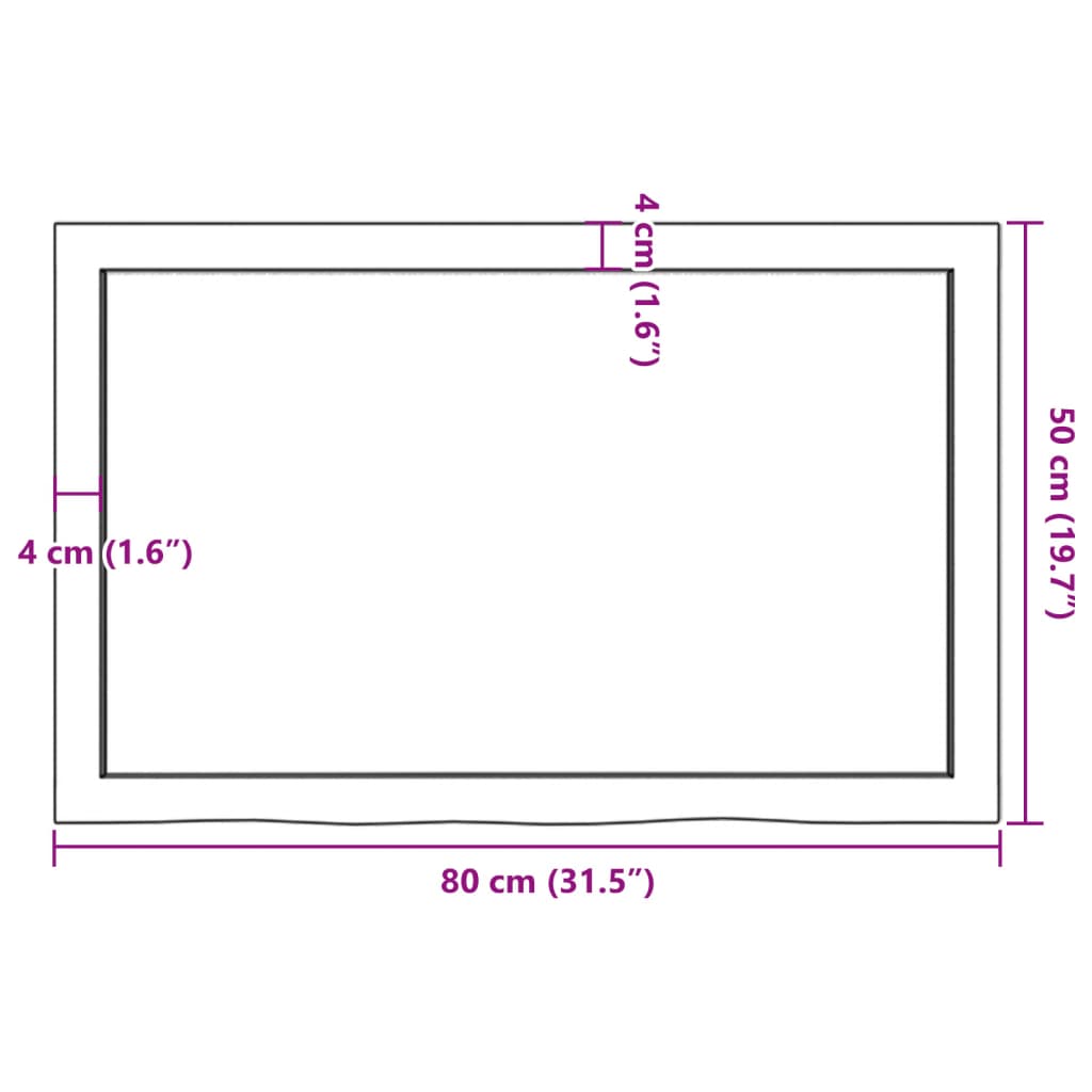 vidaXL Stolna ploča 80x50x(2-6) cm od netretirane masivne hrastovine