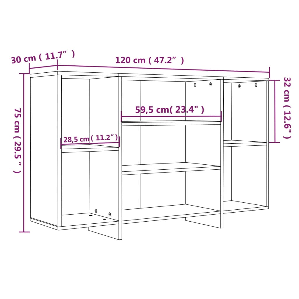 vidaXL Komoda siva boja hrasta 120 x 30 x 75 cm od konstruiranog drva