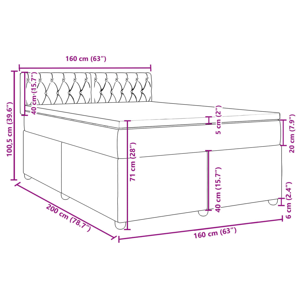 vidaXL Krevet s oprugama i madracem plavi 160x200 cm od tkanine