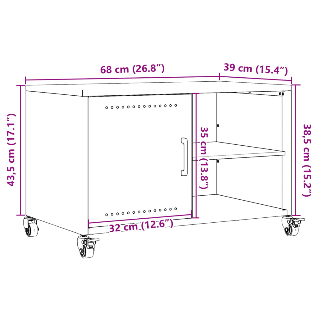 vidaXL TV ormarić maslinastozeleni 68x39x43,5 cm hladno valjani čelik