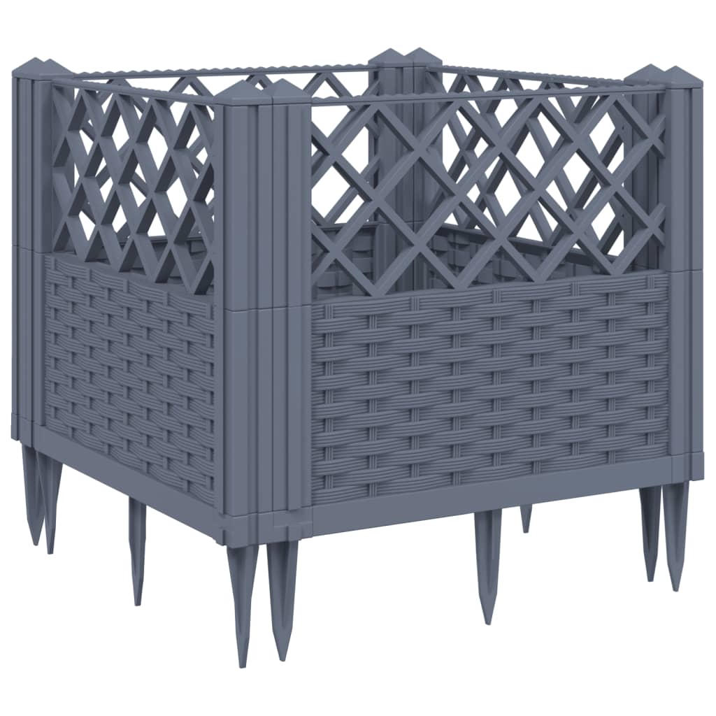 vidaXL Vrtna sadilica s klinovima siva 43,5x43,5x43,5 cm PP