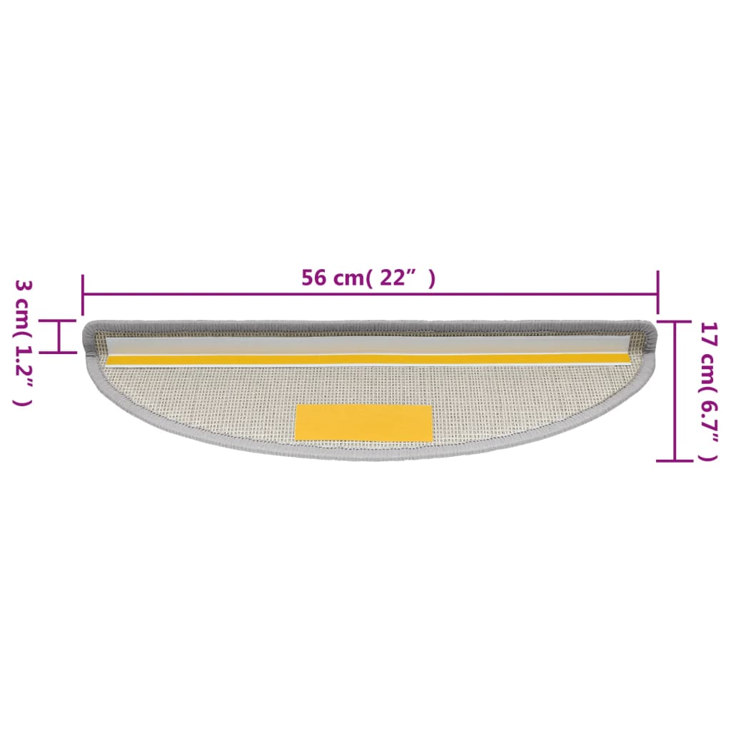 vidaXL Otirači za stepenice 10 kom 56x17x3 cm svjetlosivi