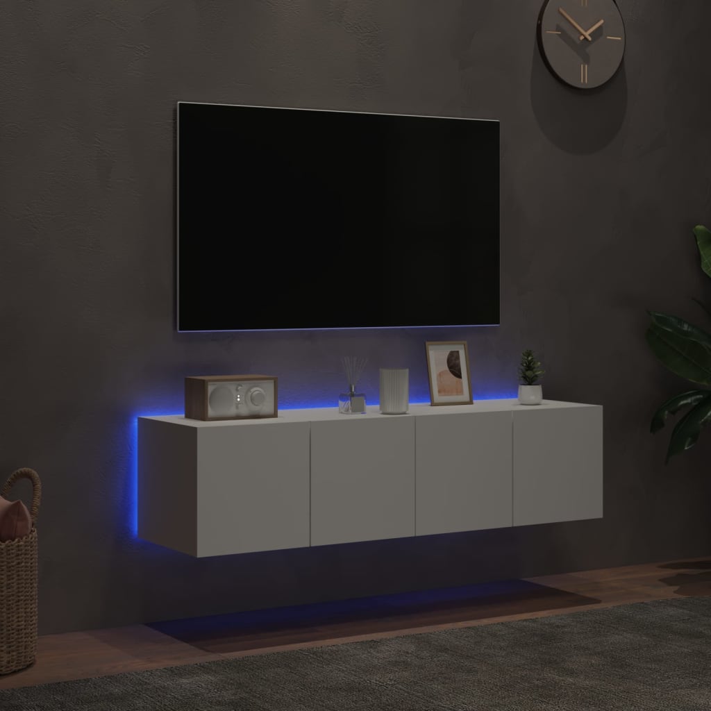vidaXL Zidni TV ormarići s LED svjetlima 2 kom bijeli 60x35x31 cm