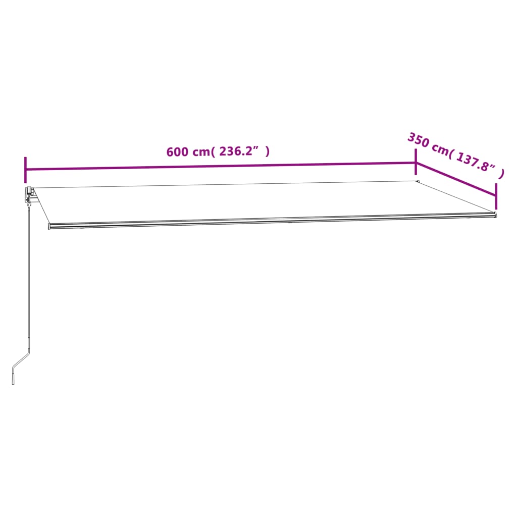 vidaXL Tenda na automatsko uvlačenje 600 x 350 cm narančasto-smeđa