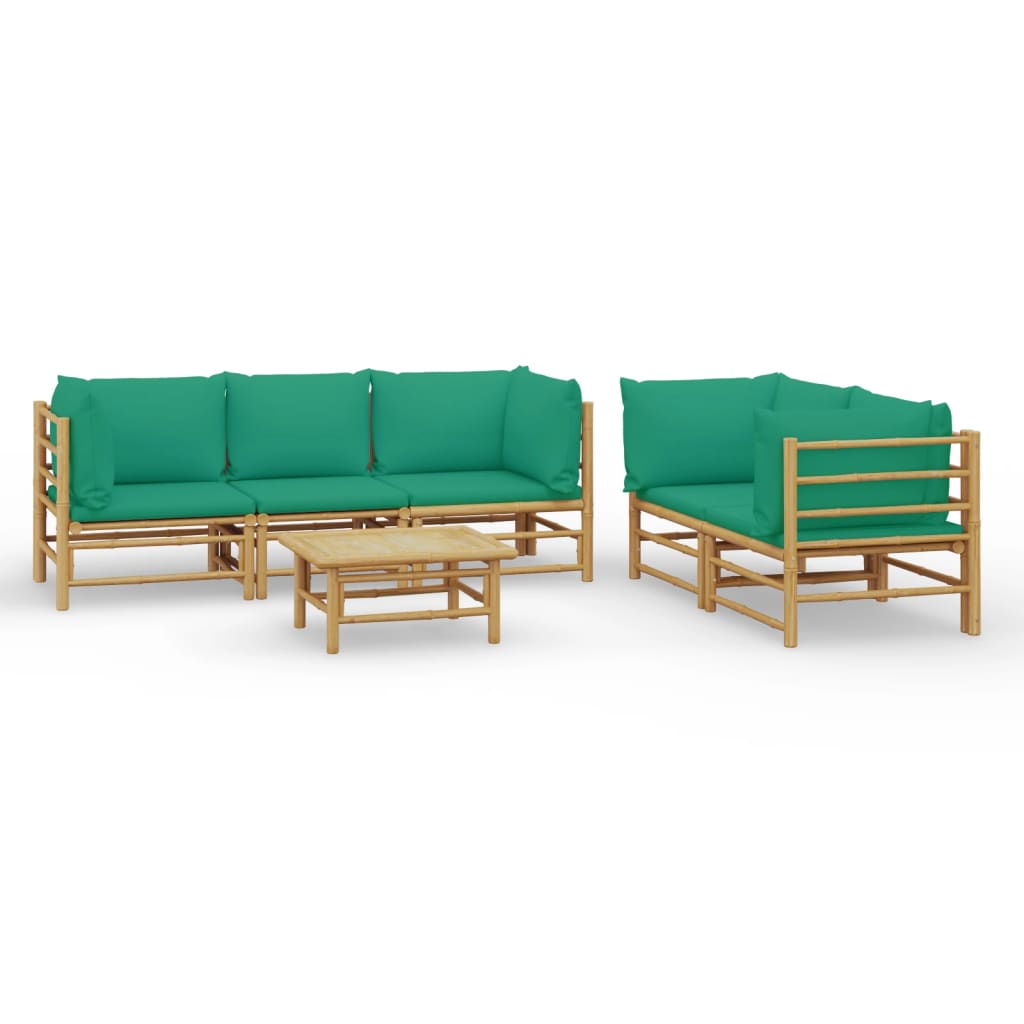 vidaXL 6-dijelna vrtna garnitura od bambusa sa zelenim jastucima