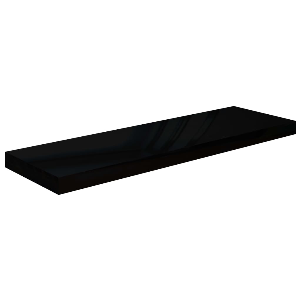 vidaXL Plutajuće zidne police 2 kom sjajne crne 80 x 23,5 x 3,8 cm MDF