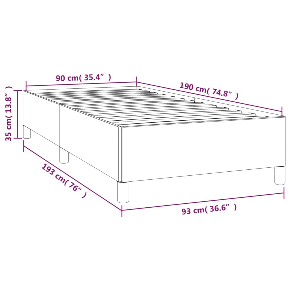 vidaXL Okvir za krevet zeleni 90x190 cm od tkanine