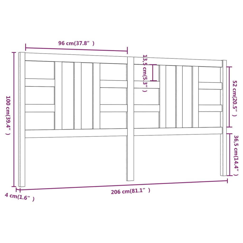 vidaXL Uzglavlje za krevet boja meda 206 x 4 x 100 cm masivna borovina