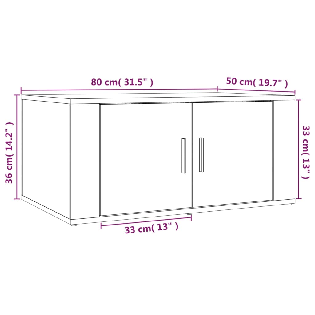 vidaXL Stolić za kavu boja hrasta 80x50x36 cm konstruirano drvo