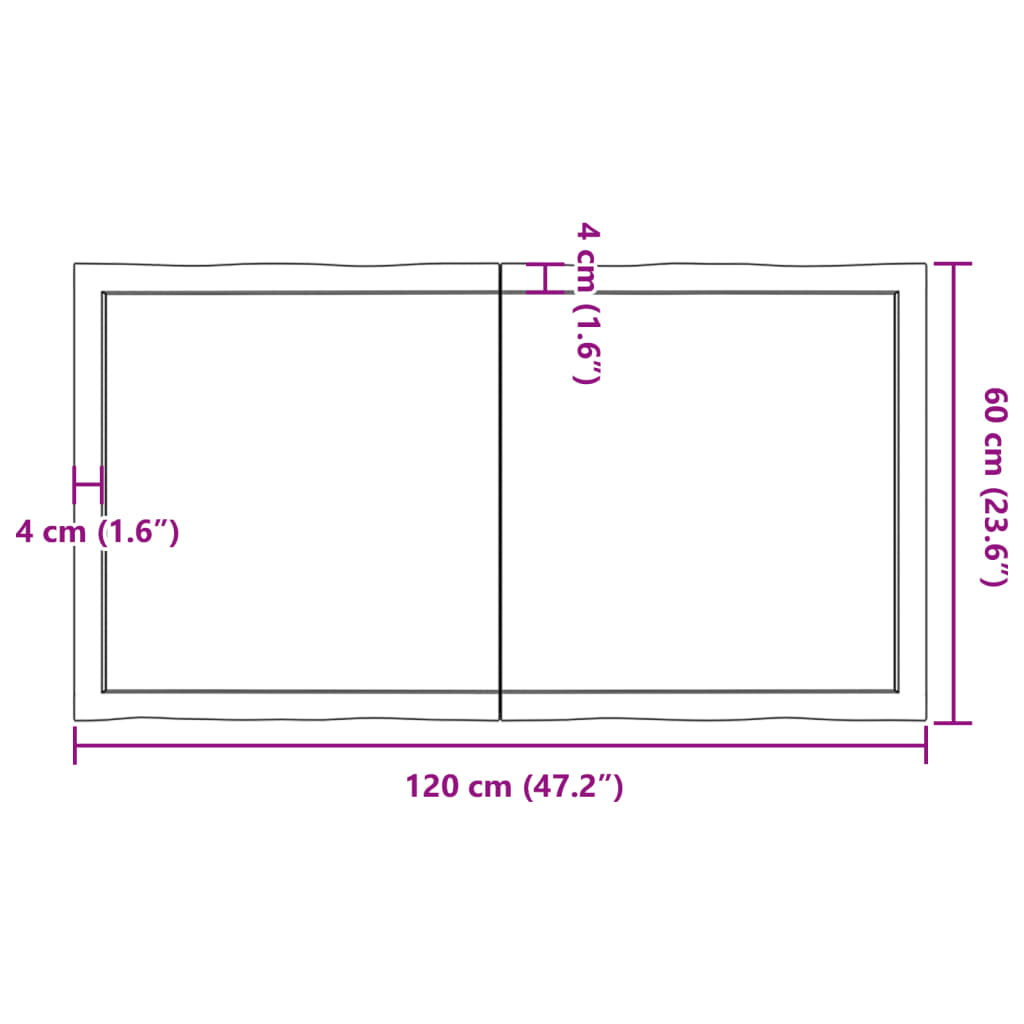 vidaXL Stolna ploča svjetlosmeđa 120x60x(2-6) cm obrađena hrastovina