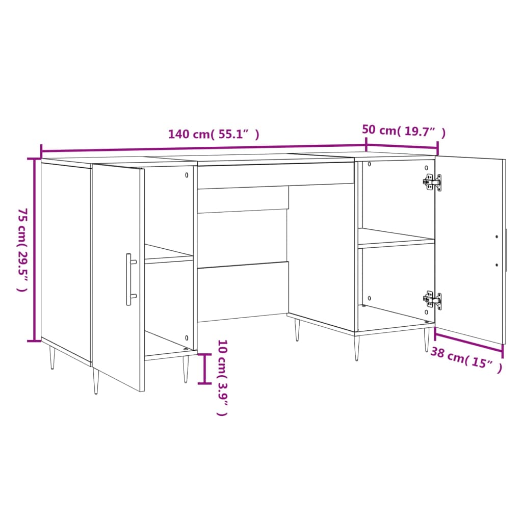 vidaXL Radni stol bijeli 140 x 50 x 75 cm od konstruiranog drva