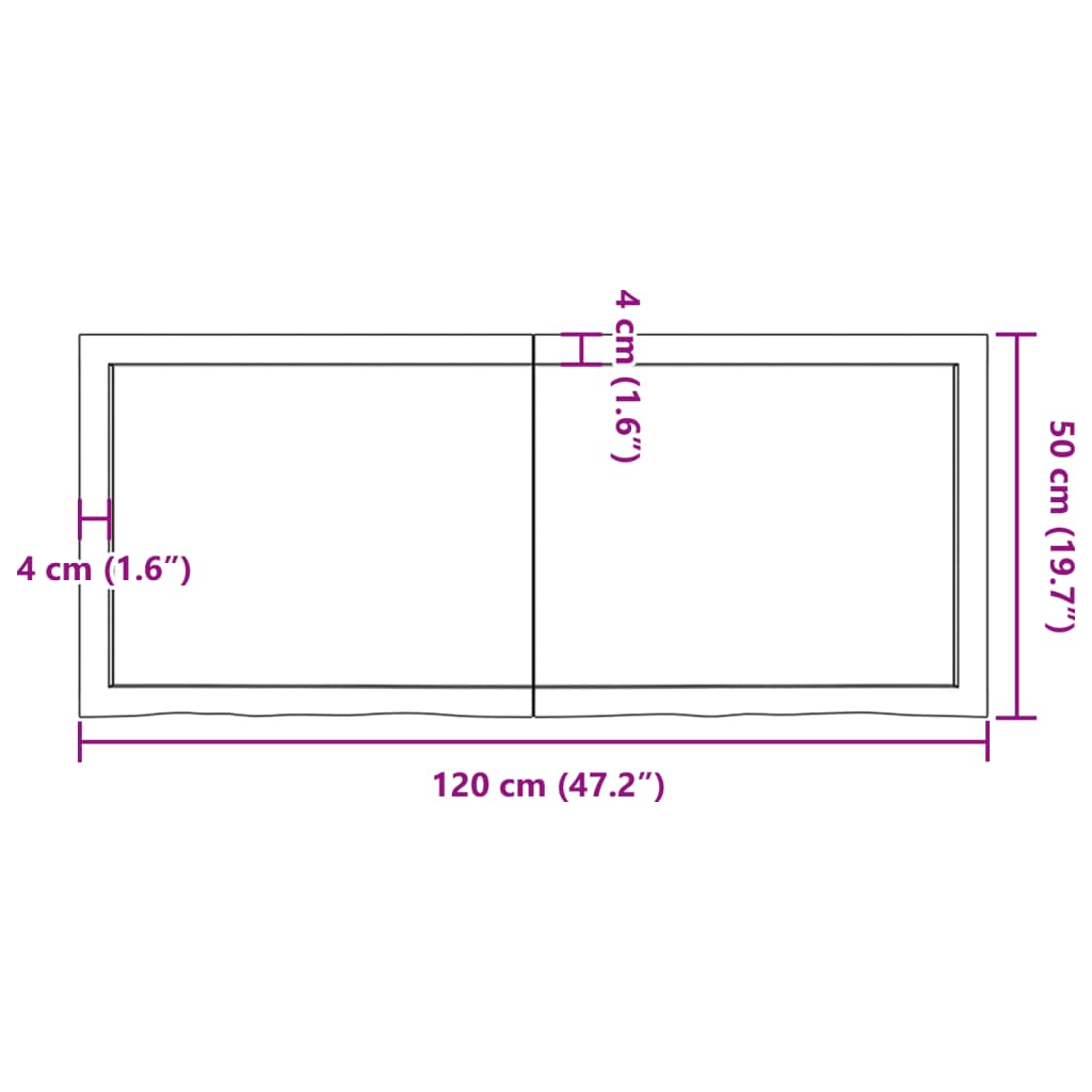 vidaXL Stolna ploča svjetlosmeđa 120x50x(2-6) cm tretirana hrastovina