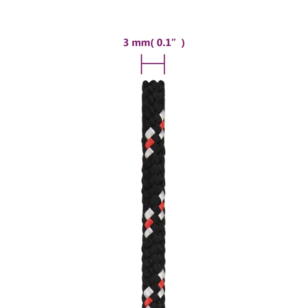 vidaXL Brodski konop crni 3 mm 500 m od polipropilena