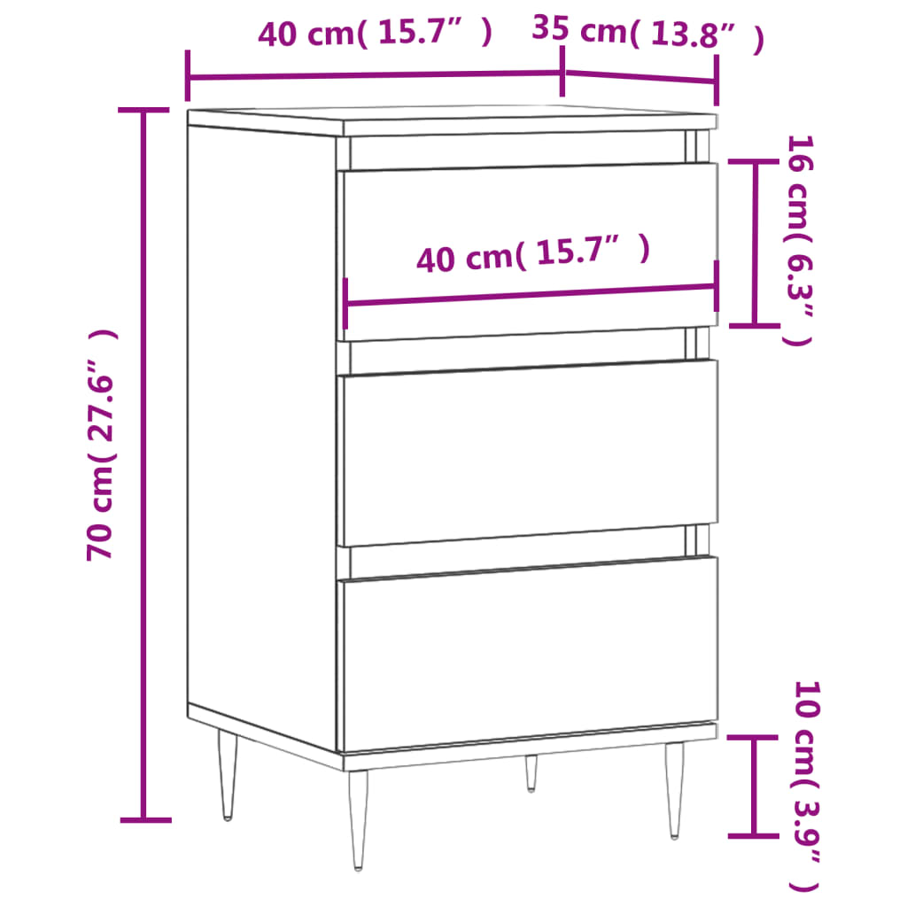 vidaXL Komoda siva boja betona 40 x 35 x 70 cm od konstruiranog drva