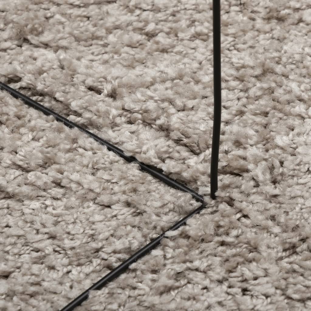 vidaXL Čupavi tepih PAMPLONA s visokim vlaknima moderni bež Ø 80 cm