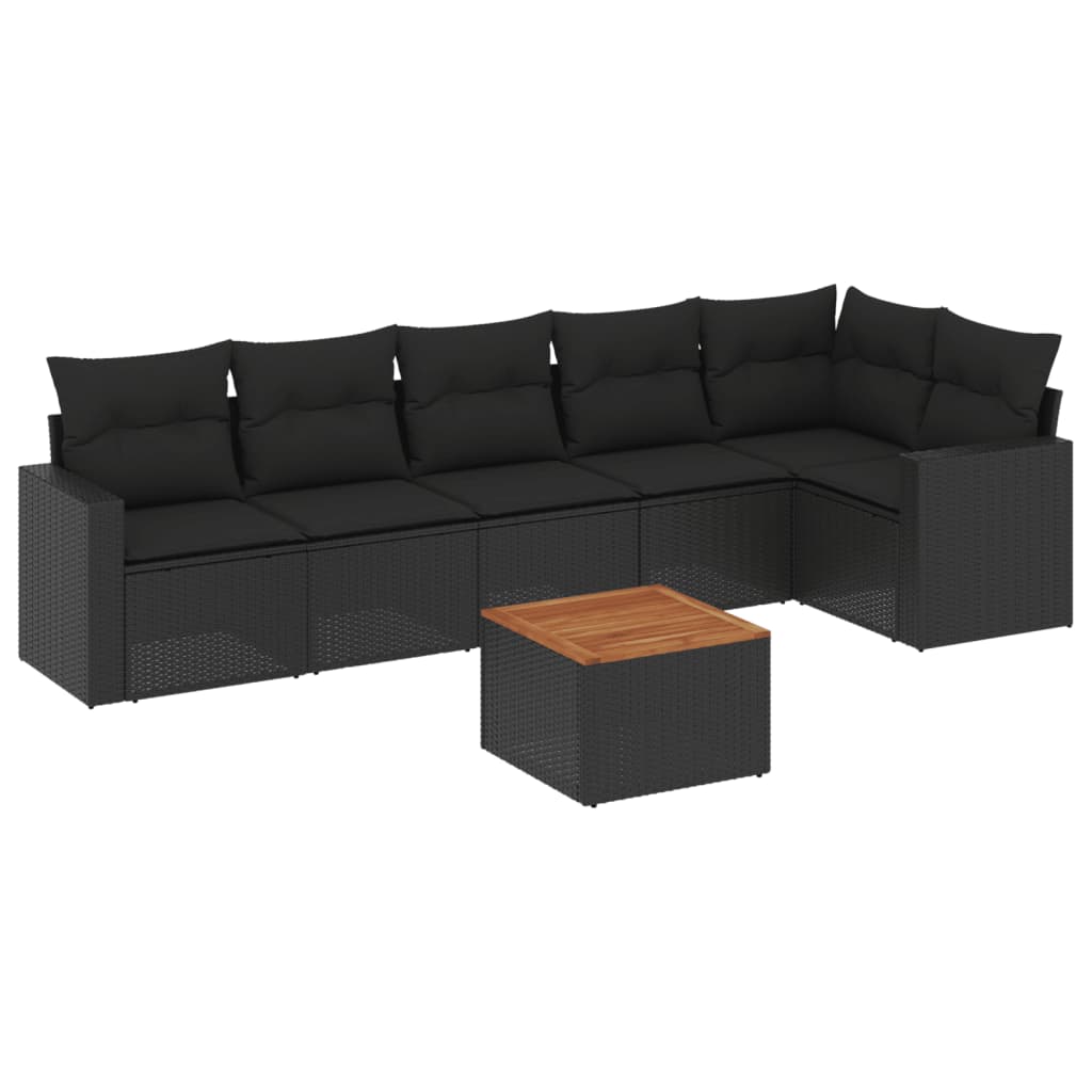 vidaXL 7-dijelni set vrtnih sofa od poliratana s jastucima crni