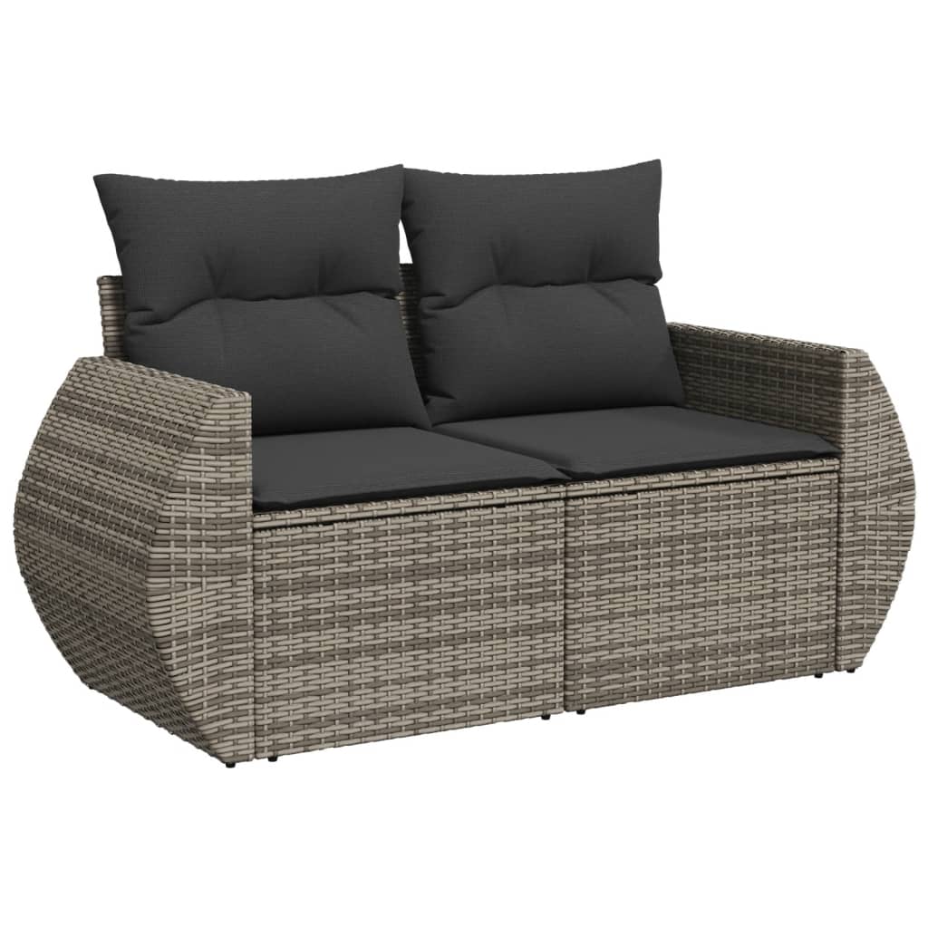 vidaXL 8-dijelni set vrtnih sofa od poliratana s jastucima sivi