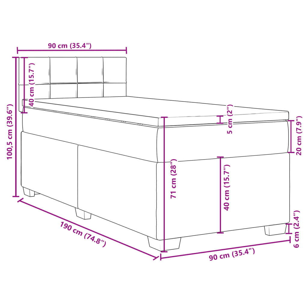 vidaXL Box spring krevet s madracem crni 90x190 cm od tkanine