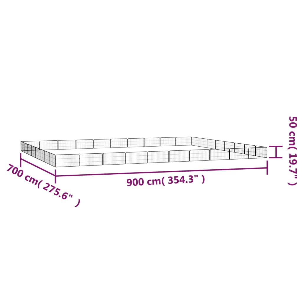 vidaXL Ograda za pse s 32 panela crna 100 x 50 cm čelik obložen prahom