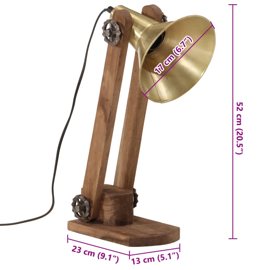vidaXL Stolna svjetiljka 25 W antikna mjedena 23x13x52 cm E27