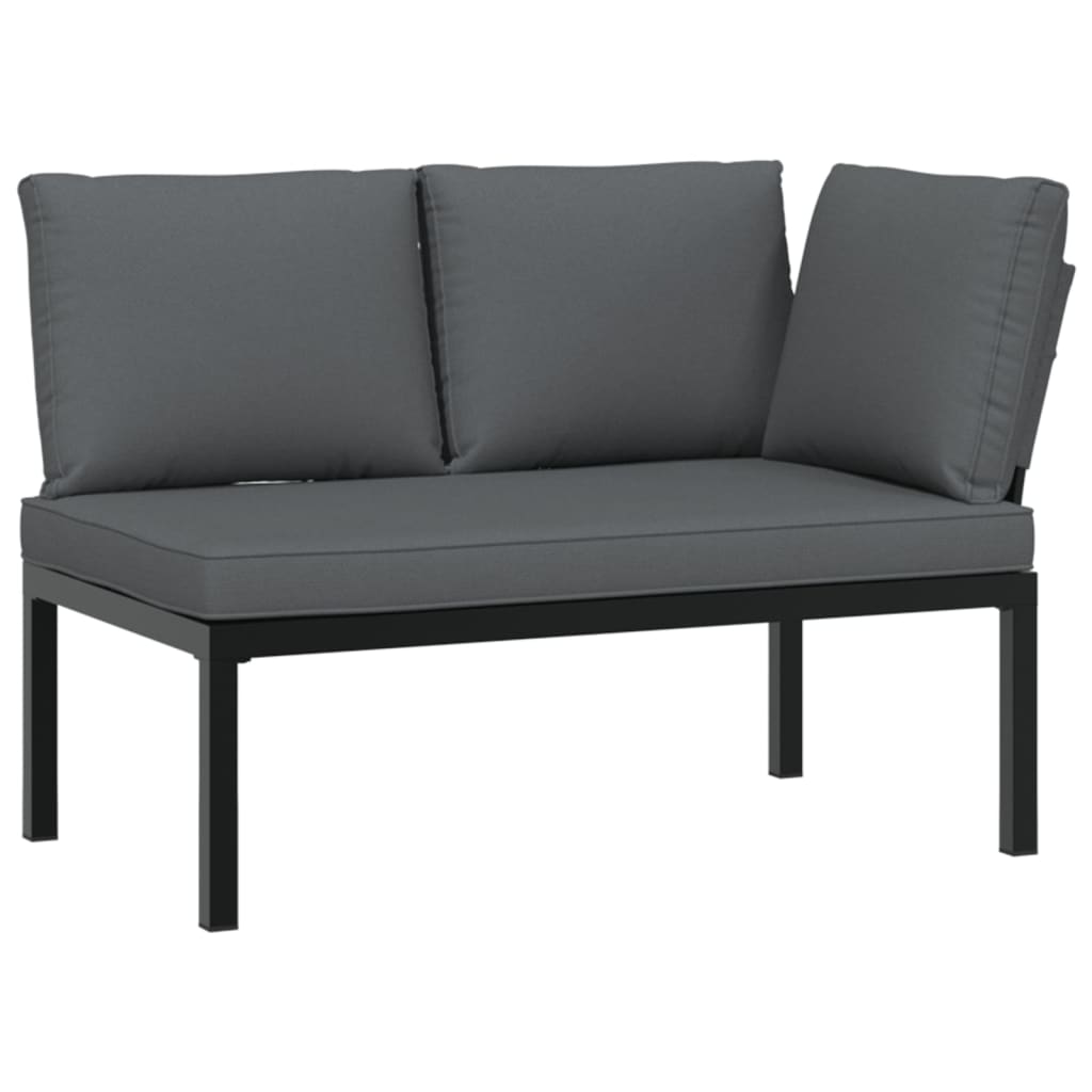 vidaXL 3-dijelni set vrtnih sofa s jastucima crni aluminijski