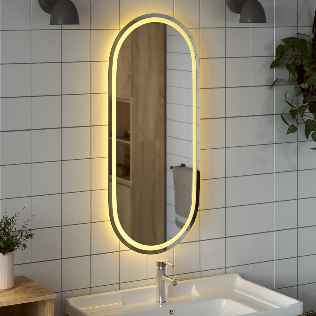 vidaXL LED kupaonsko ogledalo 100 x 45 cm ovalno