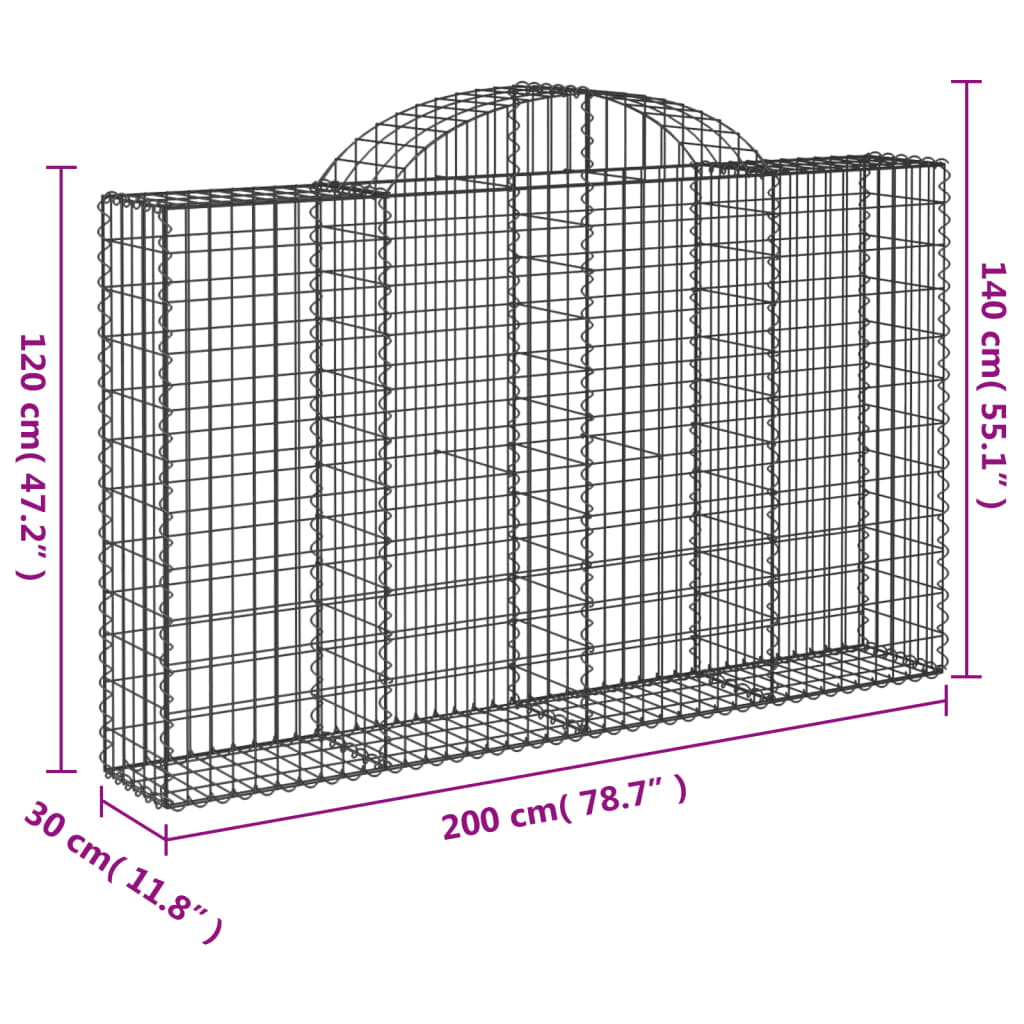 vidaXL Lučne gabionske košare 18kom 200x30x120/140cm pocinčano željezo