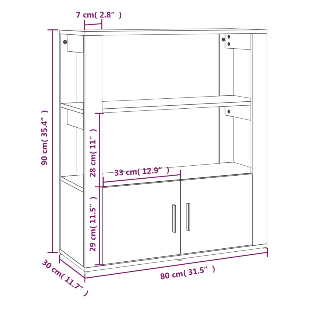 vidaXL Komoda boja smeđeg hrasta 80x30x90 cm od konstruiranog drva