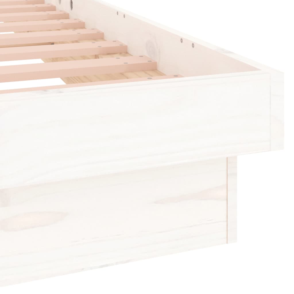 vidaXL LED okvir kreveta bijeli 135 x 190 cm bračni od masivnog drva