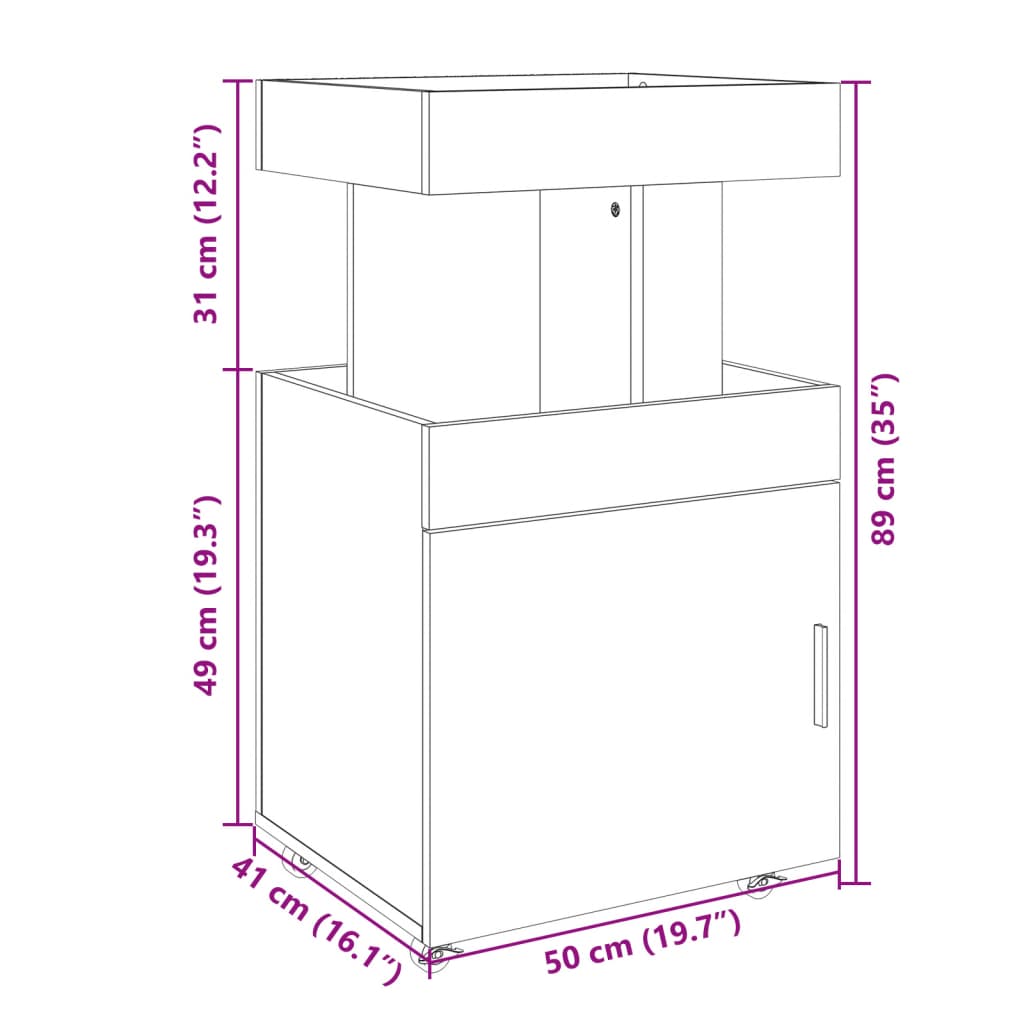 vidaXL Barska kolica bijela 50 x 41 x 89 cm od konstruiranog drva